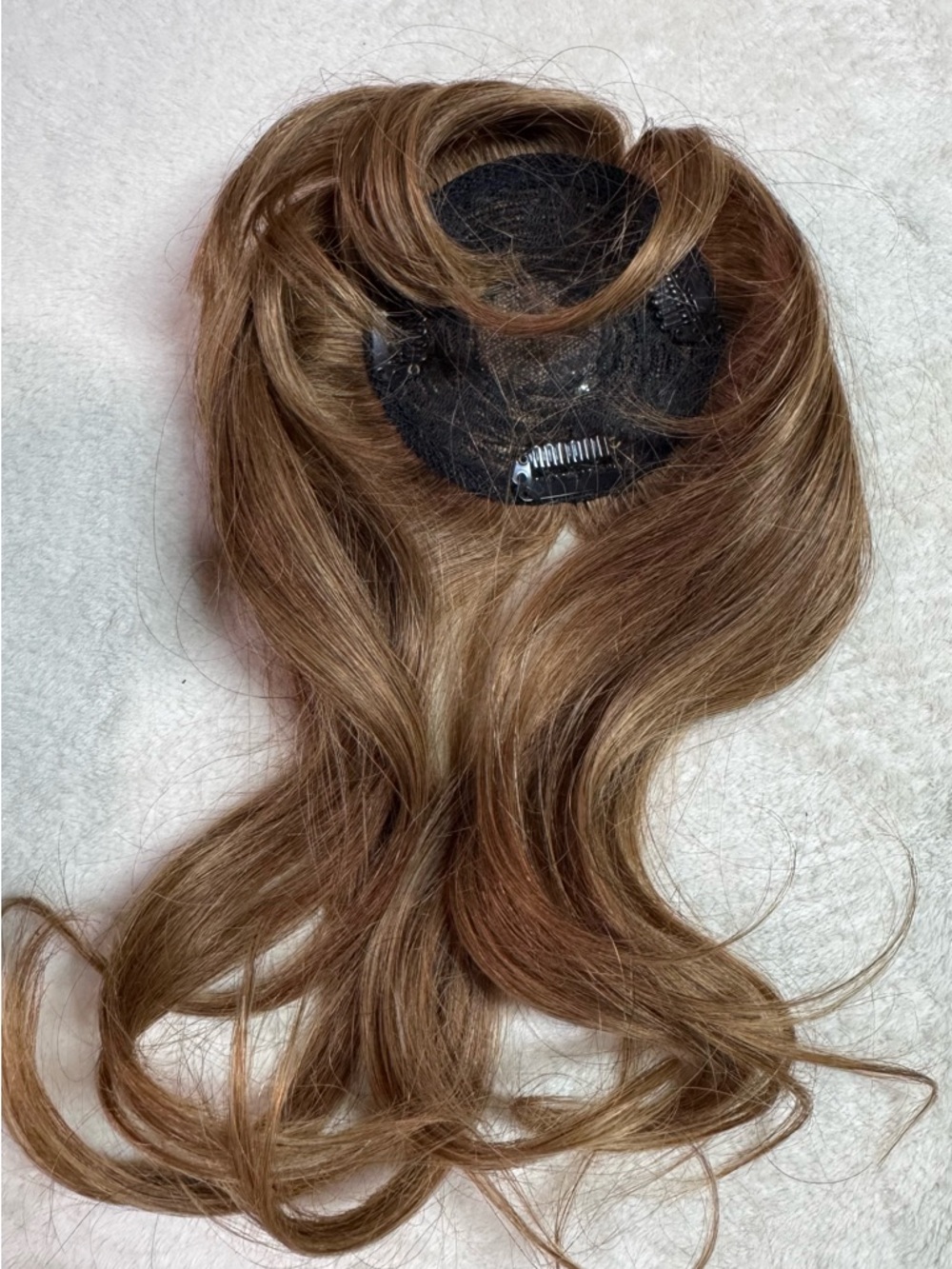 Synthetic 11"  Women's Hair Topper Clip-In - Natural Light Brown With Bangs - Picture 3 of 4